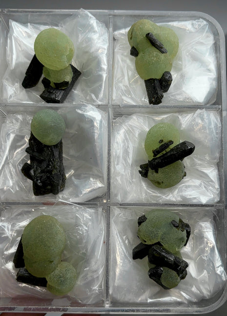 6 Pieces ! High Grade Apple Green Prehnite with Epidote Lot - From Mali