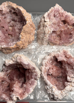 4 Piece Lot ! Pink Amethyst Geodes From Colli Cura Mine, Neuquen, Argentina