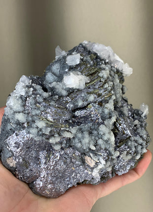 Silvery Galena with Pyrrhotite, Boulangerite and Calcite - From Trepca mine, Kosovo *