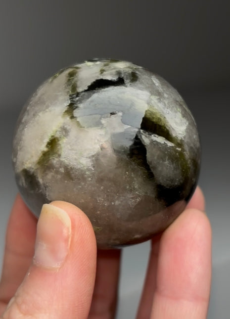 Rare Green Lepidolite with Quartz Sphere