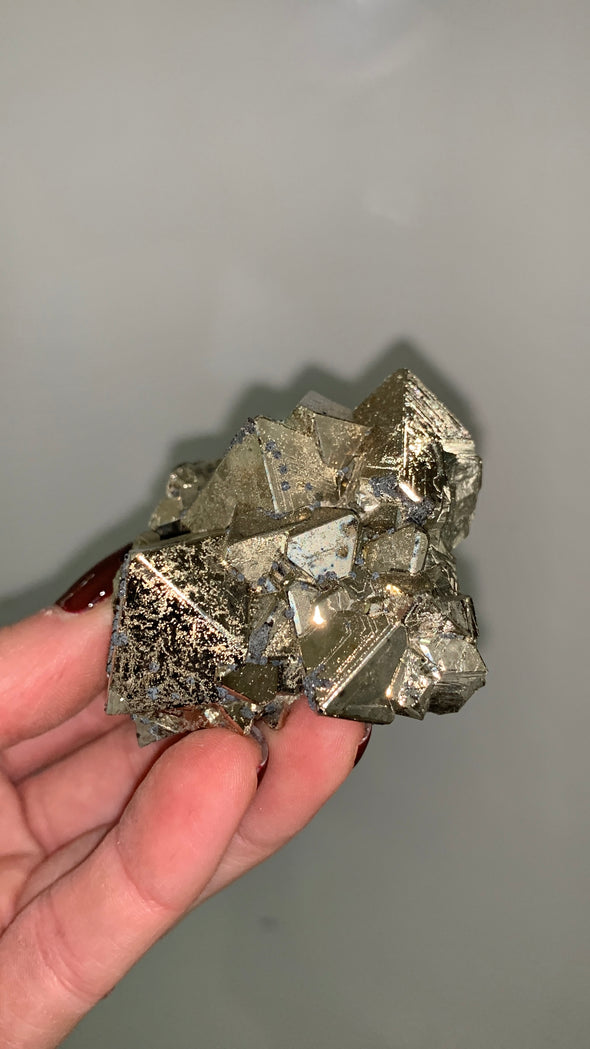 Octahedral Pyrite Specimen - 193 Grams ! From Huanzala, Peru