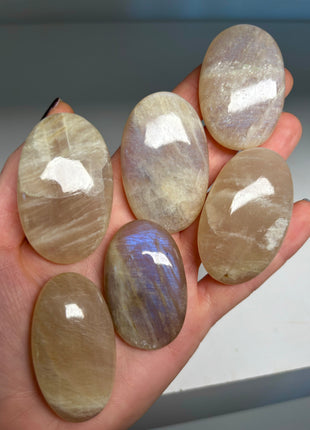 6 Pieces ! Top Grade Rainbow Moonstone Lot