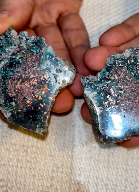 Stunning  ! Blue Chrysocolla with Native Copper Pair