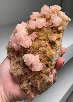 Pink Halite with Yellow Trona, Great Crystallization - from Owens Lake, California