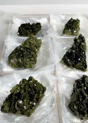 6 Pieces ! Very High Grade Forest Epidote with Quartz Lot