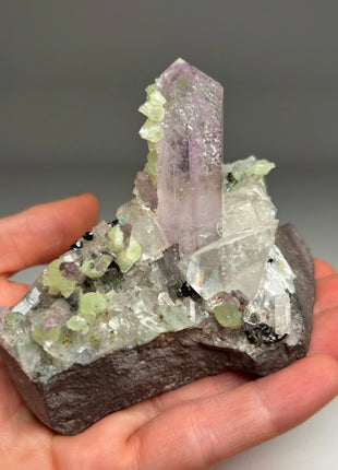 Wow ! Amethyst with Green Prehnite and Calcite Collection  # 273