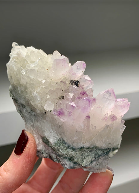 Phantom Amethyst with Pyrite - From Djurkovo mine, Bulgaria