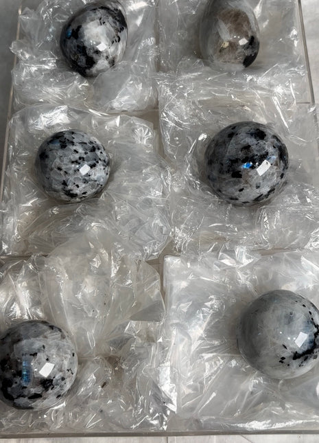 6 Pieces ! Rainbow Moonstone Spheres Lot