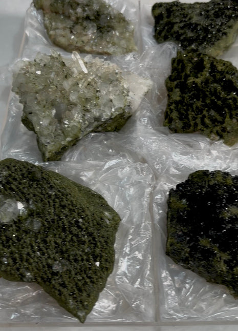 6 Pieces ! High Grade Forest Epidote with Quartz Lot
