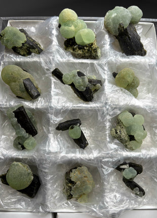 12 Pieces ! High Grade Apple Green Prehnite with Epidote Lot - From Mali