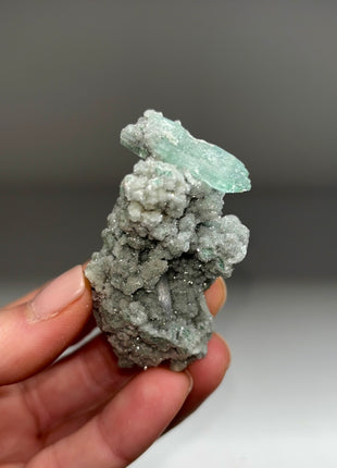 Green Apophyllite with Druzy Green Chalcedony