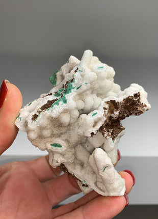 Druzy Snow Chalcedony after Green Malachite - Kalume, Congo