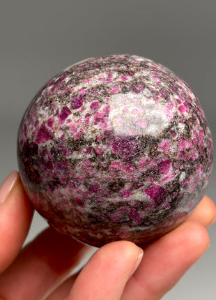 Rare ! Ruby with Biotite and Quartz Sphere