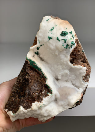 Snow Chalcedony with Green Malachite - Kalume, Congo