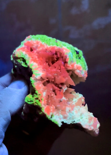 UV Watermelon Calcite Specimen from Argentina