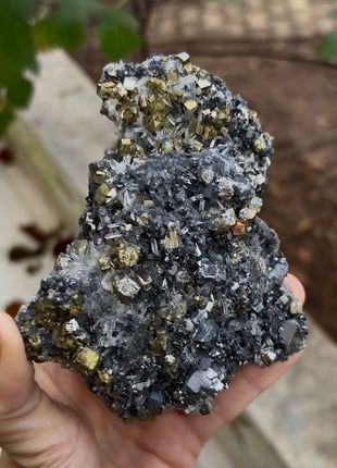Very Shiny Pyrite with Galena and Quartz