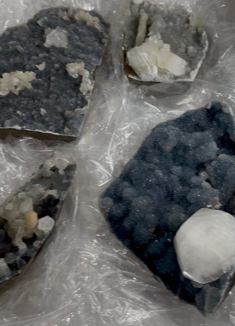 4 Pieces ! Druzy Blue Chalcedony with Apophyllite Lot