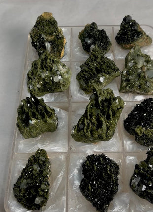 12 Pieces ! Very High Grade Forest Epidote with Quartz Lot