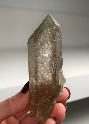 Smoky Quartz with Green Chlorite Sparkles - From Swiss Alps