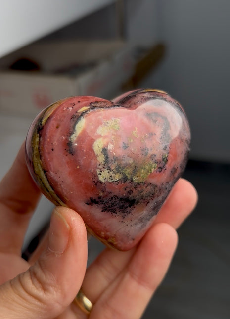 Rare Dendritic Pink Opal Heart