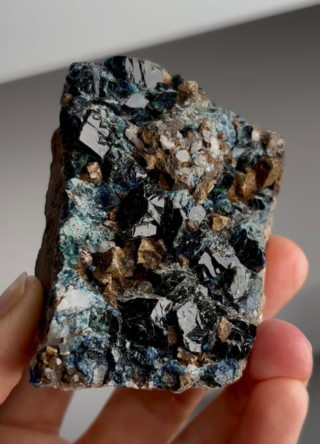Blue Lazulite with Siderite from Rapid Creek, Canada PM1093