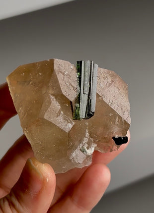 Citrine with Green Tourmaline from Cruzerio, Brazil