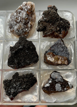6 Pieces ! Sparkling Quartz with Manganese Oxide Specimens Lot