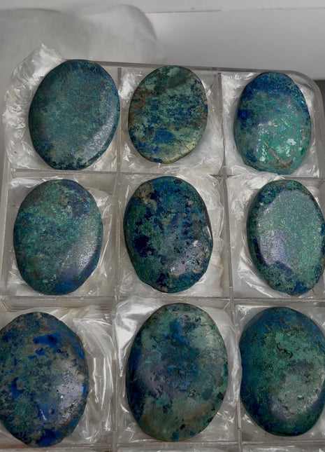 Blue Azurite Palmstone Lot ! 9 Pieces