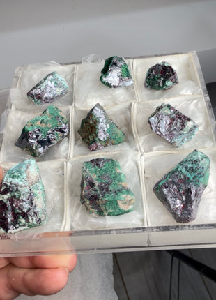 9 Pieces ! Red Cuprite with Fibrous Green Malachite Lot