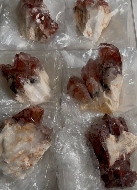 6 Pieces !  Zambian Red Phantom Quartz Lot