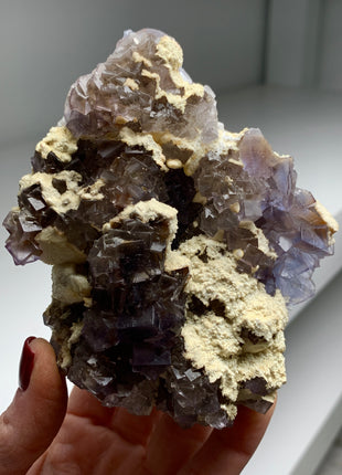 Wow ! Blue Grey Fluorite with Calcite