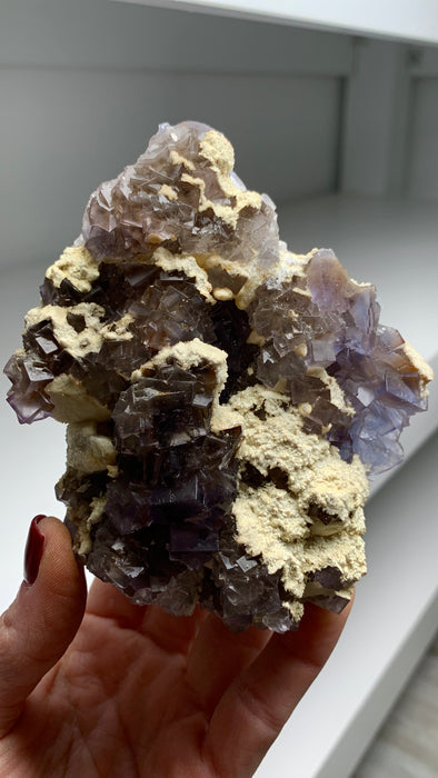 Wow ! Blue Grey Fluorite with Calcite