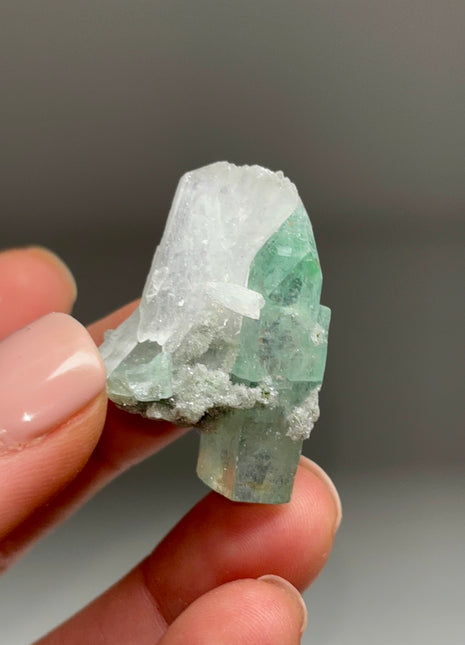 Gemmy Green Apophyllite with Stilbite