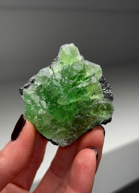 Vivid Green Fluorite with Sphalerite from Peru