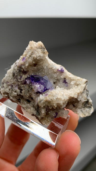 Purple Fluorite with Quartz - From Berbes, Spain