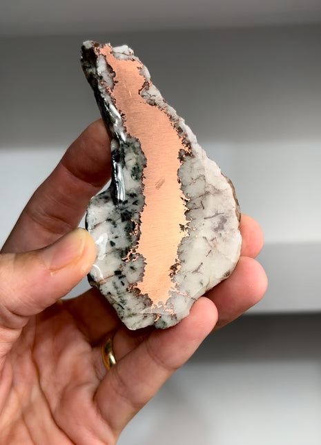 Copper Ore in Quartz Slab - From Keweenaw Peninsula, Michigan