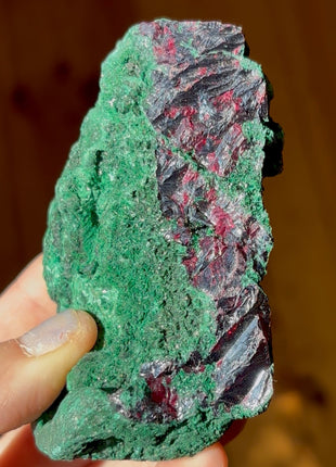 Red Cuprite with Fibrous Green Malachite Collection # 764
