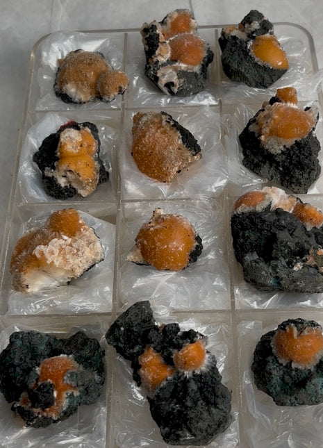 12 Pieces ! Bright Orange Thomsonite with Mesolite Lot