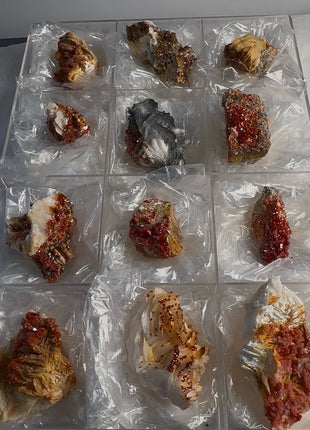 12 Piece Lot ! Red Vanadinite with Barite Flowers
