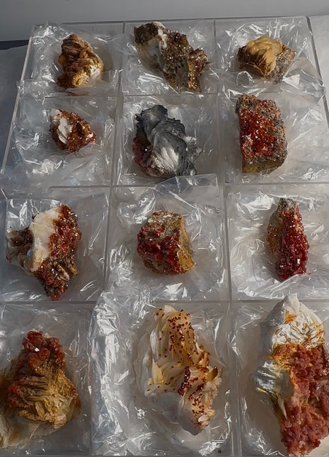 12 Piece Lot ! Red Vanadinite with Barite Flowers