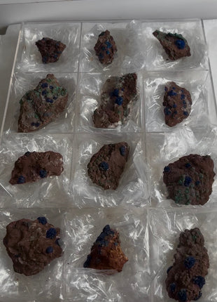 12 Piece Lot ! Rare Blueberry Azurite with Gypsum Specimens