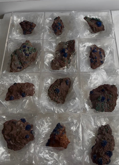 12 Piece Lot ! Rare Blueberry Azurite with Gypsum Specimens