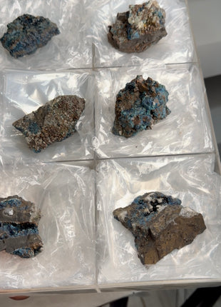 6 Pieces ! Blue Lazulite with Siderite Lot from Rapid Creek, Canada