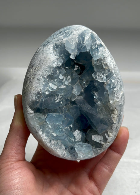 Sky Blue Celestite Geode Egg