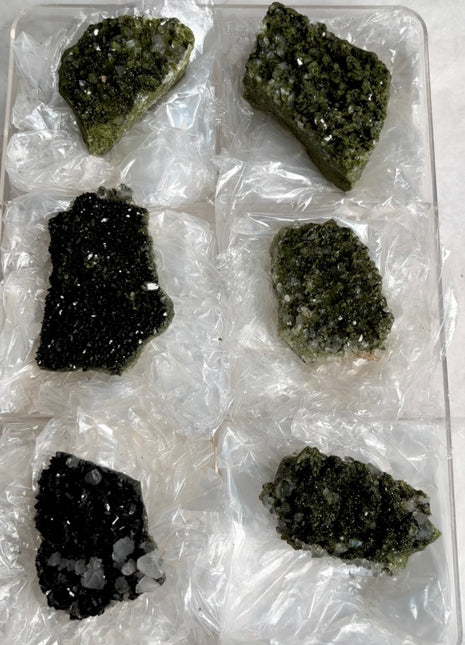6 Pieces ! High Grade Forest Epidote with Quartz Lot