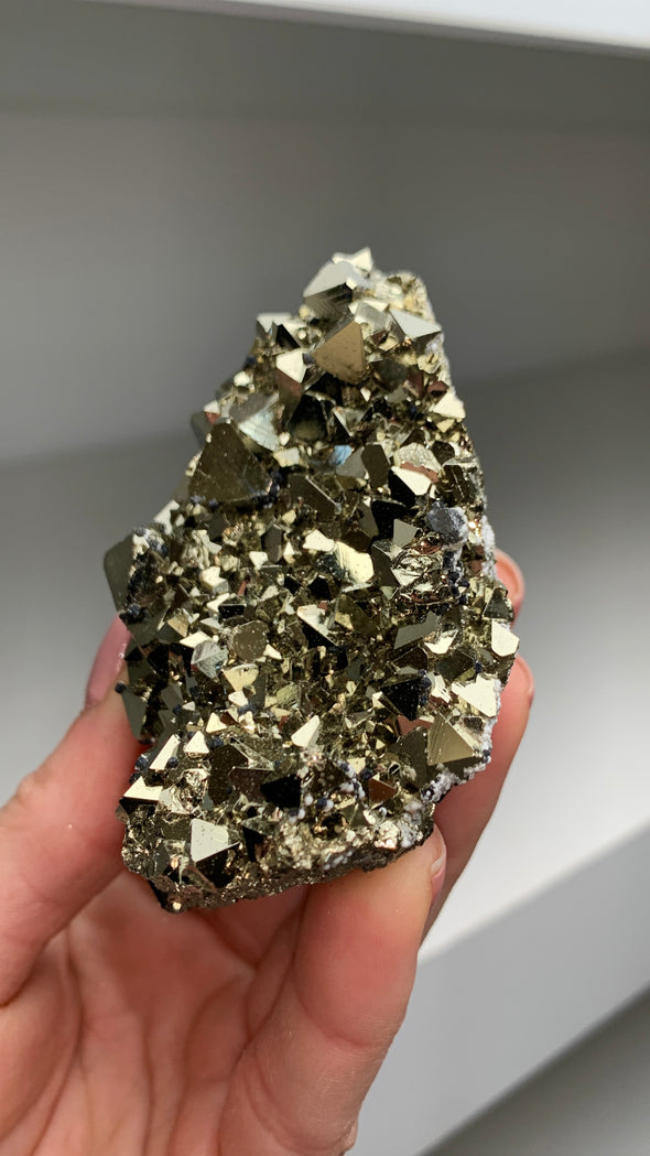 Octahedral Pyrite Crystals ! From Huanzala, Peru