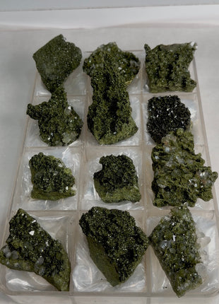 12 Pieces ! High Grade Forest Epidote with Quartz Lot