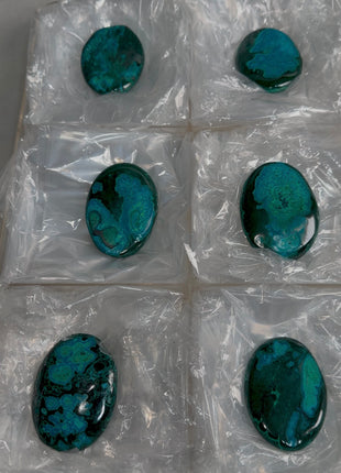 High Grade Chrysocolla with Malachite Palmstone Lot ! 6 Pieces