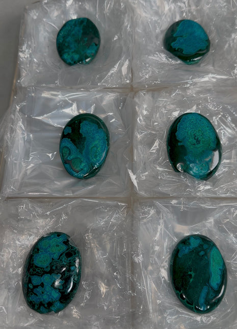High Grade Chrysocolla with Malachite Palmstone Lot ! 6 Pieces