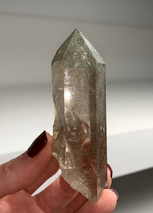 Smoky Quartz with Green Chlorite Sparkles - From Swiss Alps